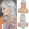 Long Grey Mullet Wig for Women with Bangs 90s 80s Wigs Natural Looking Synthetic Wig With Bangs for Women Wig