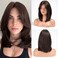 ALANHAIR Dark Brown Wigs for Women Brown Wig with Curtain Bangs Shoulder Length Natural Synthetic Wig for Daily Use