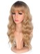 Medium Long Blonde Wavy Wigs For Women Synthetic Full Hair Blonde Wigs With Bangs For Daily Use (Blonde)