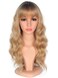 Medium Long Blonde Wavy Wigs For Women Synthetic Full Hair Blonde Wigs With Bangs For Daily Use (Blonde)