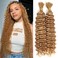 Curly Braiding Human Hair 100g 20 Inch Color 27 Honey Blonde Deep Water Wave Bulk Human Hair for Braiding No Weft Brazilian Virgin Deep Curly Human Hair Extensions for Boho Braids