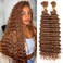 Curly Braiding Human Hair 100g 20 Inch Color 30 Auburn Brown Deep Water Wave Bulk Human Hair for Braiding No Weft Brazilian Virgin Deep Curly Human Hair Extensions for Boho Braids
