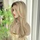 Ash Blonde Wigs Ombre Color 13x4 Synthetic Fiber Lace Front Wig with Curtain Bangs Long Body Wave 20Inch Pre Plucked Hairline for Women
