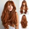 HAIRCUBE Auburn Wig with Bangs for Women Auburn Long Wavy Hair Wig Wig Curly Wavy Synthetic Wigs for Girls Daily Party Use aslc9056-2