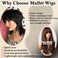 80s 90s Mullet Wigs Pixie Cut Wigs with Bangs for Black Women, Wolf Cut Wig Straight Short Black Synthetic Wigs with Bangs Glueless Mullet Wig for Black Women Full Machine Made Wig(Blakc Wig)