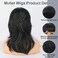 80s 90s Mullet Wigs Pixie Cut Wigs with Bangs for Black Women, Wolf Cut Wig Straight Short Black Synthetic Wigs with Bangs Glueless Mullet Wig for Black Women Full Machine Made Wig(Blakc Wig)