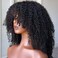Full 200 Density Afro Kinky Curly Human Hair Wig With Bang Brazilian Virgin Afro Coily Wigs Bangs For Black Women Machine Scalp Top Wig Glueless 14inch