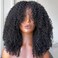 Full 200 Density Afro Kinky Curly Human Hair Wig With Bang Brazilian Virgin Afro Coily Wigs Bangs For Black Women Machine Scalp Top Wig Glueless 14inch