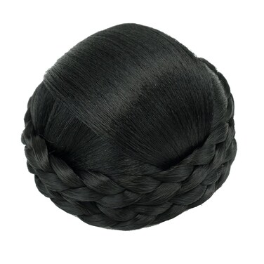 IMISSU Small Size Hair Bun Wigs Updo Styles Braided Chignon Dancer Hair Covers Donut Hairpiece Scrunchie (Black)