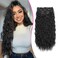 4Pcs Clip in Hair Extensions 20inch Wavy Curly Natural Black Hair Extensions Clip ins Thick Full Head Hairpieces Invisible Soft Lace Clip in Hair Extensions for women