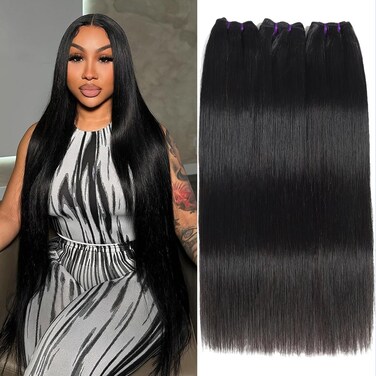 Human Hair Bundles Straight Hair 3 Bundles 18 20 22 Inch 16A Vietnamese Bundles Raw Human Hair 100% Unprocessed Virgin Hair Weave Bundles Human Hair Extension Natural Black Color
