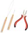 3Pcs Micro Link Hair Feather Extensions Tool Sets, 3 Holes Mini Hair Pliers, Micro Pulling Needle, and Loop Threader for Microlink Rings Hair Extension Beads