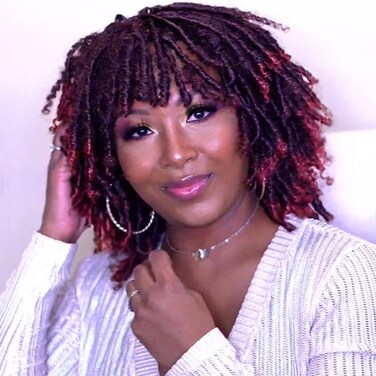 MIMAN 6 Inch Short Dreadlock Wig for Black Women and Men Afro Curly Twist Wig Synthetic Braided Wigs Full Curly Faux Locs Crochet Hair Braiding Wigs (T1B/BUG)