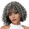 MIMAN 5 Packs 8 Inch Short Grey Crochet Braids Beach Curl Crochet Hair Synthetic Ocean Wave Crochet Braiding Hair Extention for Black Women DIY Mohawk Dreadlock Wig Black Mixed Grey