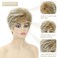 SEVENCOLORS Short Blonde Wigs for White Women Layered Mixed Blonde Pixie Cut Wigs with Bangs Synthetic Short Hair Replacement Wigs