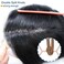 HAPPY&amp;CC Hair Replacement Wigs for Men Mens Toupee Human Hair System Natural Hairline Fine Mono with PU Hairpiece 1B Off Black 8x10 Inch
