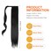 Wrap Around Straight Ponytail Extension 25.6 Inch, Long Straight Ponytail Hair Fake Ponytail Straight Hair Synthetic Natural Straight Ponytail for Girls Women with Hair Rope and Hairpin, Black