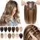 SEGO Hair Toppers for Women Real Human Hair No Bangs 130% Density 10 * 12CM Silk Base 100% Remy Human Hair Clip in Top Wiglet Hair Pieces for Thinning Hair-14 Inch Medium Brown&amp;Dark Blonde