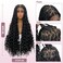 36" Boho Triangle Knotless Box Braided Wigs Full Double Lace Braid Wig for Women Lace Frontal Human Hair Blended Braided Wig with Boho Curls Lace Front Braids Wigs with Baby Hair (Black)