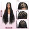 36" Full Lace Boho Knotless Box Braided Wigs Full Double Lace Braid Wig Lace Front Braided Wigs for Black Women Human Hair Blended Lace Frontal Braids Wigs with Boho Curls (Black)