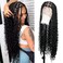 36" Full Lace Boho Knotless Box Braided Wigs Full Double Lace Braid Wig Lace Front Braided Wigs for Black Women Human Hair Blended Lace Frontal Braids Wigs with Boho Curls (Black)