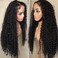 4C Edges Kinky Curly Lace Front Wigs Human Hair 13x4 HD Transparent Lace Frontal Wigs with Curly Edges Baby Hair, Deep Wave Curl Wig Pre-Plucked Hairline 180% Density 22 inch