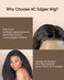 MENTOR 4C Edges Kinky Straight Lace Front Wigs Human Hair Yaki Stairght 13x4 HD Transparent Lace Frontal Kinkystraight Wigs with Curly Edges Hairline Pre-Plucked 180% Density 18 inch