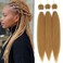 27 Braiding Hair Pre Stretched 3 Packs 20inch Honey Blonde Braiding Hair Pre Stretched Synthetic Fiber Crochet Braids Hair Extension Hot Watter Setting 80g/pack(#27,3Packs,20inch)
