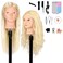 MYSWEETY 26'' Mannequin Head with Hair, 80% Real Human Hair Hairdresser Practice Training Head Cosmetology Mannequin Manikin Doll Head with Table Clamp Holder + DIY Hair Styling Braid Set (Blonde, No
