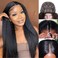 Nadula V Part Wig Yaki Straight Human Hair No Leave Out Glueless Upgraded U Part Wigs for Women,10A Yaki Straight V-part Wigs V Shape Clip in Half Wig Ready to Go 150% Density 20inch