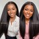 Nadula V Part Wig Yaki Straight Human Hair No Leave Out Glueless Upgraded U Part Wigs for Women,10A Yaki Straight V-part Wigs V Shape Clip in Half Wig Ready to Go 150% Density 20inch
