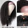 Nadula 10A Afro Kinky Curly Half Wigs Human Hair for Black Women 100% Virgin Hair Curly 3/4 Half Wig, Kinky Curly Headband Wigs Human Hair No Lace Front Glueless 180% Density 18 Inch
