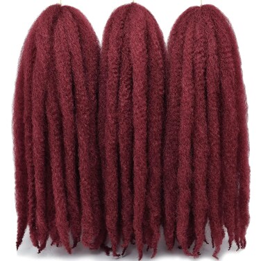 Burgundy 24 inch Cuban Twist hair Marley Twist Braiding Hair for Black Woman (#Burgundy, 3Packs-24 Inch)