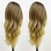 GIANNAY Ombre Blonde Lace Front Wigs for Women Curly Wave Wig Natural Looking Synthetic Heat Resistant Fiber Wigs for Daily Party Use 26 Inch Middle Part Wig