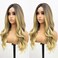 GIANNAY Ombre Blonde Lace Front Wigs for Women Curly Wave Wig Natural Looking Synthetic Heat Resistant Fiber Wigs for Daily Party Use 26 Inch Middle Part Wig