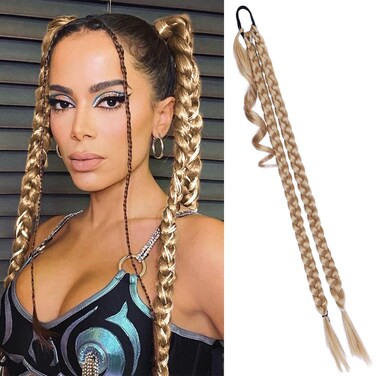 Blonde Braided Ponytail Extension Synthetic For Women Hair Pieces Blond Color Wrap Around Hair Extensions With Hair Tie Synthetic Red Ponytail Diy Ponytail Straight Blonde Hair Pieces