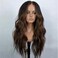 xccoco Brown Highlight Wig Long Wavy Wigs for Women Natural Wavy Curly Synthetic Lace Front Wig Middle Part 26inch Heat Resistant Fiber Wig for Daily Party Use