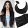 Black Clip in Hair Extensions Real Human Hair 15 Inch 75g Natural Human Hair Extensions Silky Straight Remy Human Hair Extensions Clip ins for Women