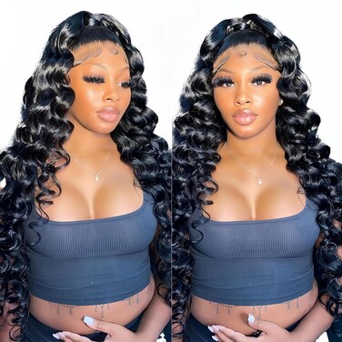 Deep Wave Lace Front Wigs Human Hair 200 Density Glueless Wigs for Women 13x4 HD Transparent Lace Front Wigs Pre Plucked with Baby Hair (22 Inch, Deep Wave Wigs)