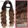 Nnzes Long Brown Wavy Wig with Highlights Middle Part Curly Wigs Lace Hairline Wigs for Women Ombre Brown Synthetic Heat Resistant for Daily Part Use