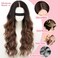 Nnzes Long Brown Wavy Wig with Highlights Middle Part Curly Wigs Lace Hairline Wigs for Women Ombre Brown Synthetic Heat Resistant for Daily Part Use