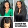 U Part Human Hair Wig Kinky Straight Wigs for Black Women, 24 inch Italian Yaki Straight Half Wig Upgraded U Shape Clip in Wigs Remy Human Hair Extension