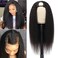 U Part Human Hair Wig Kinky Straight Wigs for Black Women, 24 inch Italian Yaki Straight Half Wig Upgraded U Shape Clip in Wigs Remy Human Hair Extension