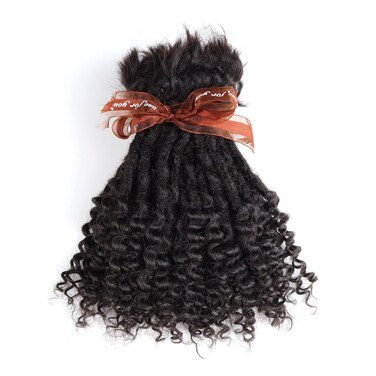 Human Hair Dreadlocks Extensions Freego Curly In the End 0.6cm Thickness Goddess Dreadlocks(12Inch 0.6cm 20locs, Nstural black)