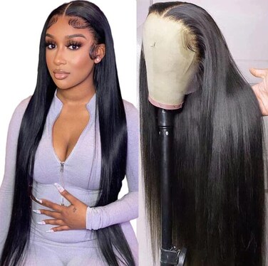 NVL Lace Front Wigs Human Hair Pre Plucked with Baby Hair 200 Density 13x4 HD Transparent Straight Lace Front Wigs for Women Human Hair Glueless (22 Inch, Natural Color)