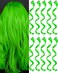 10 PCS Green Hair Extensions, St. Patricks Day Curly Wavy Synthetic Hairpieces Clip in Rainbow Neon Party Highlights, Colorful Hair Accessories for Kids Girls Women 17 Inch