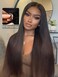 Beauty Forever V Part Wig Human Hair Yaki Straight EasiContour Vpart Wigs No Leave Out Ombre Chestnut Brown Glueless Upgraded U Part Wigs for Women None Lace Front Wigs T128 Color 150% Density 22inch