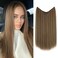 SARLA Invisible Wire Hair Extensions Straight Long Synthetic Hairpieces 22 inch Adjustable Transparent Headband for Women Sandy Brunette