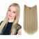 SARLA Dirty Blonde Invisible Wire Hair Extensions Adjustable Transparent Headband Straight Long Synthetic Hairpiece 18 Inch for Women No Clip