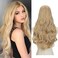 SARLA Clip in U Part Hair Extensions Full Head Long Synthetic Wave Curly Hairpiece 24 Inch for Women Natural Blonde